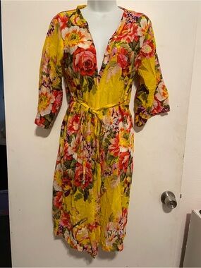 Yello floral kimono robe